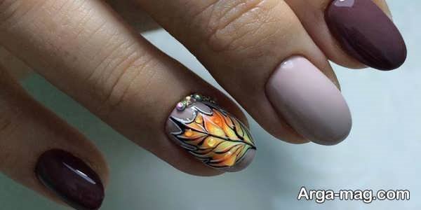 دیزاین شیک ناخن با تم پاییزی