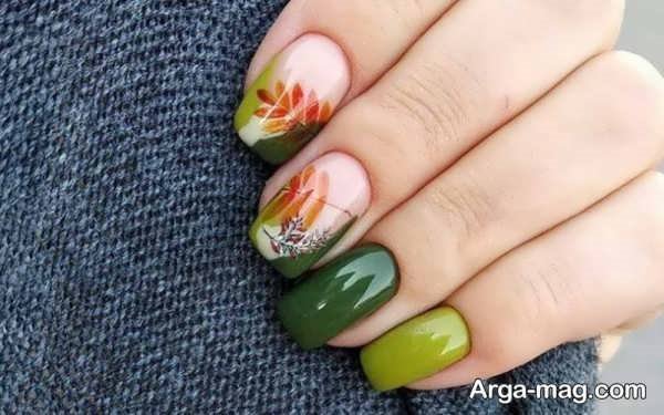 دیزاین ناخن با طرح پاییزی