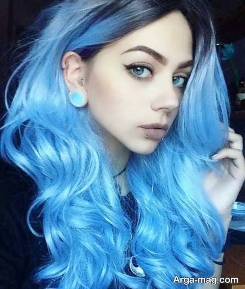 مدل رنگ مو آبی روشن