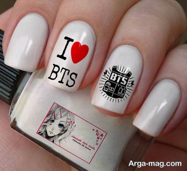 مدل طراحی ناخن bts در رنگ زیبا