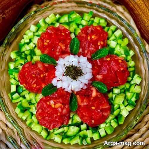 تزیین سالاد گوجه خیار
