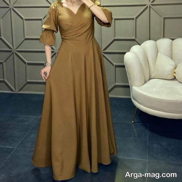 پیراهن مجلسی نسکافه ای در رنگ زیبا