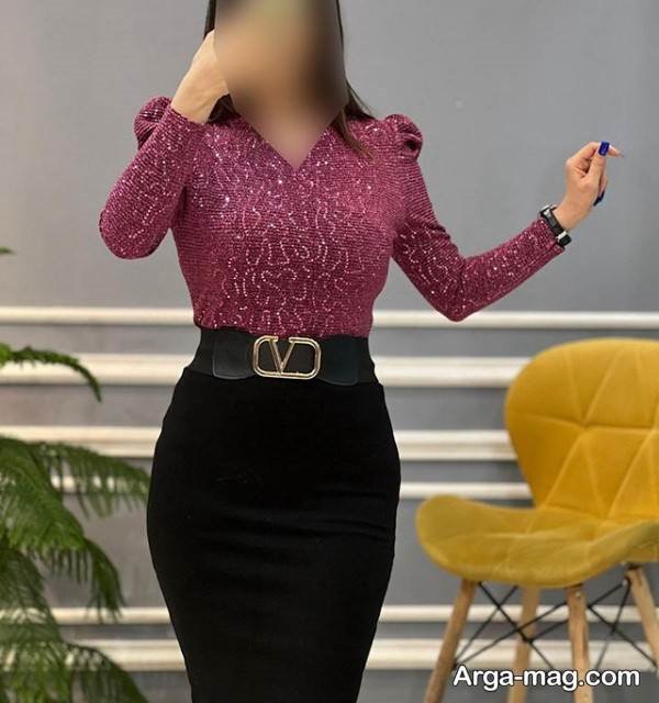 مدل شومیز پولکی در رنگ زیبا