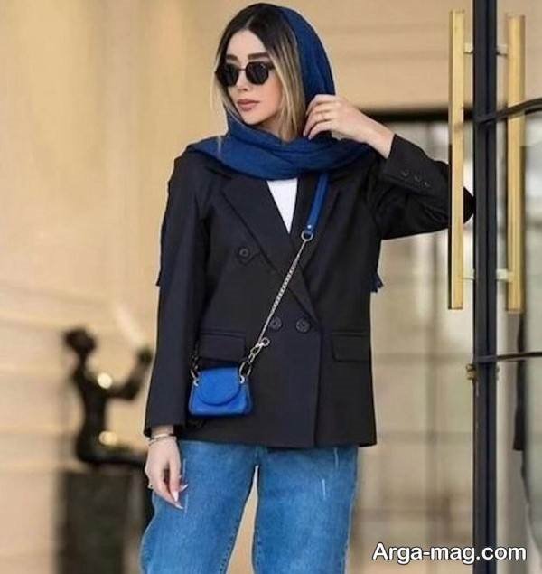 استایل با کت مشکی در طرح خاص