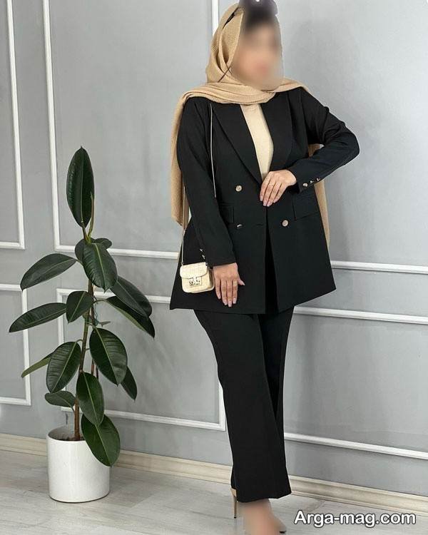 ایده تیپ با کت مشکی زیبا