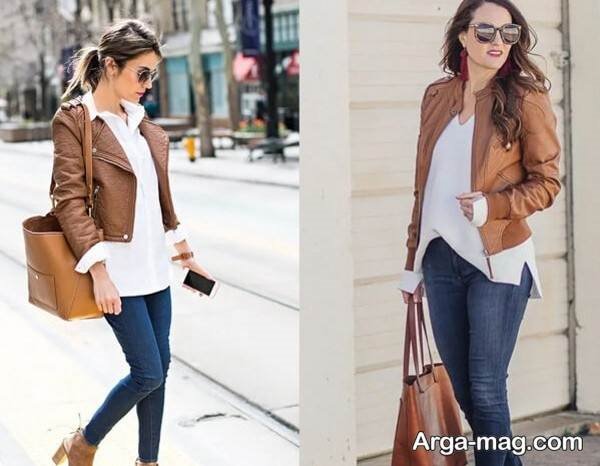 تیپ با کفش قهوه ای لاکچری