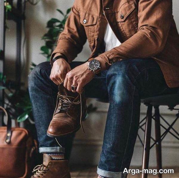 مدل تیپ با کفش قهوه ای زیبا