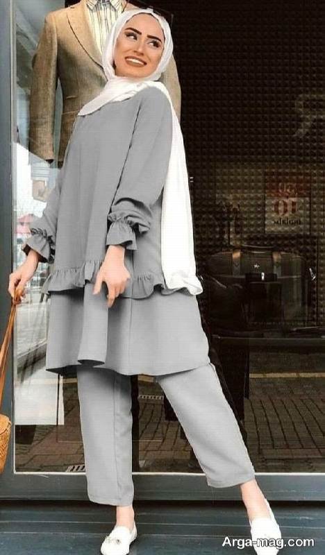 مدل تیپ با شلوار طوسی زیبا