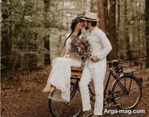 عکس دو نفره پاییزی عروس
