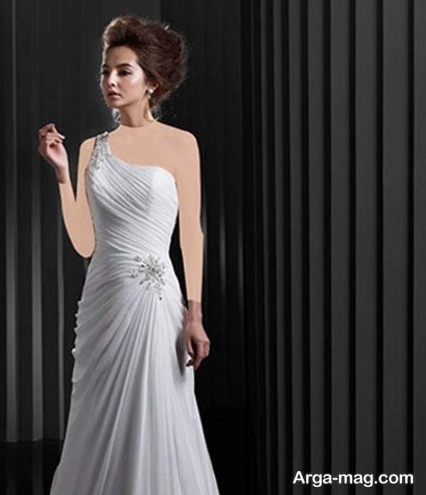  لباس عروس یقه رومی شیک