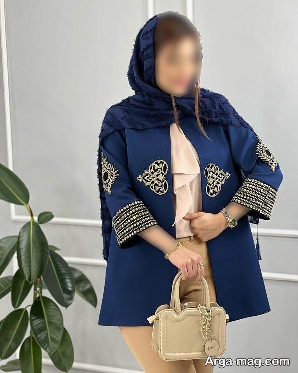 مانتو زیبا سرمه ای