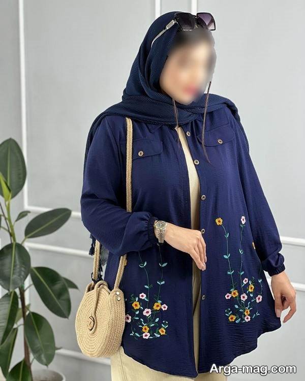 مدلهای مانتو سرمه ای زیبا