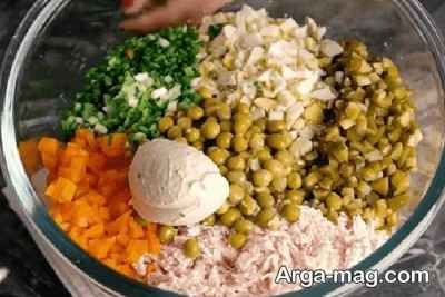 رسپی سالاد الویه با سوسیس