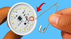 تعمیر لامپ LED سوخته با سنجاق قفلی؛ ابتکار جالب برقکار چینی (فیلم)
