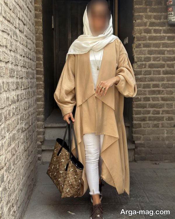 ایده تیپ با مانتو کرم شیک
