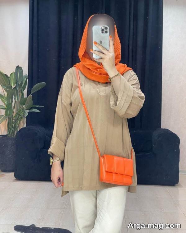 ایده زیبا تیپ با مانتو کرم 
