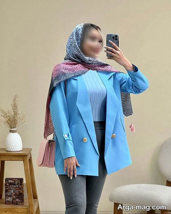 ایده ساده تیپ با رنگ آبی