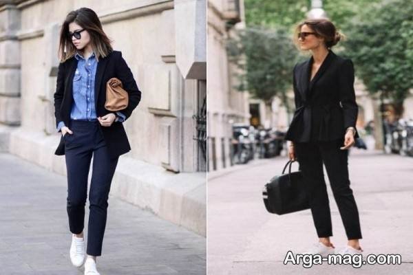 ایده متفاوت استایل کتانی با کت و شلوار