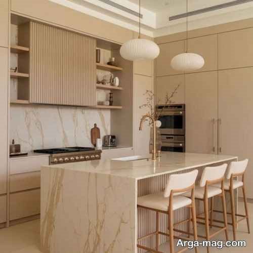 مدل کابینت رنگ بژ با انواع طراحی جدید و دوست داشتنی