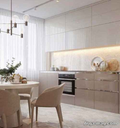 طرح مدرن کابینت رنگ بژ