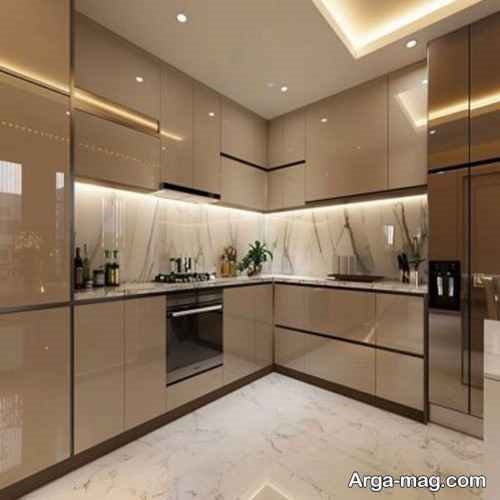 کابینت رنگ بژ برای فضای کوچک