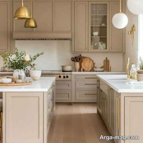 کابینت رنگ بژ کلاسیک