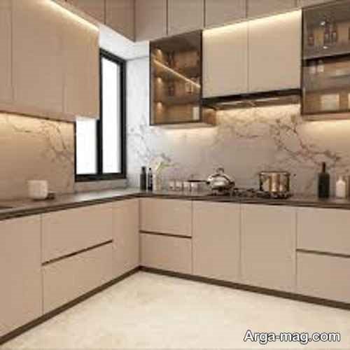 طراحی با کابینت رنگ بژ
