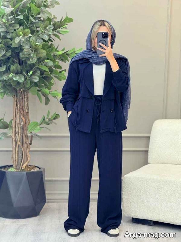 ایده متفاوت تیپ با کت سرمه ای