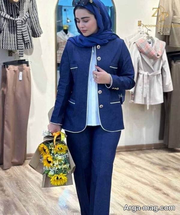 انواع تیپ با کت سرمه ای