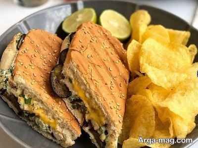 دستور ساندویچ مرغ و بادمجان