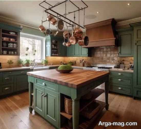 کابیت رنگ ماچا با چوب