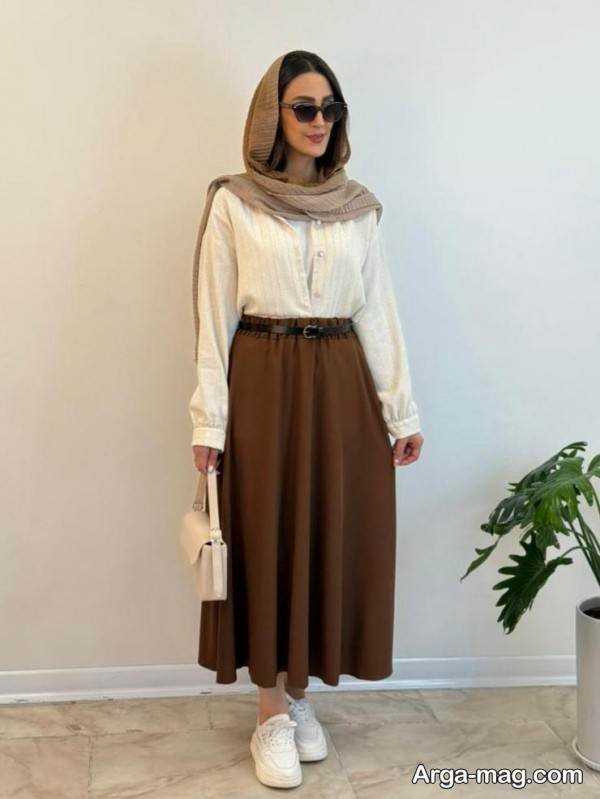 خاص ترین استایل با دامن قهوه ای