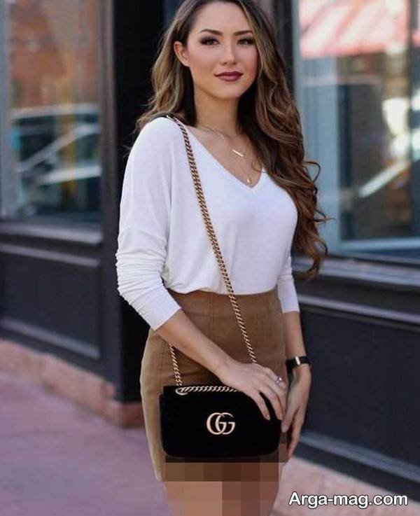 انواع تیپ با دامن قهوه ای