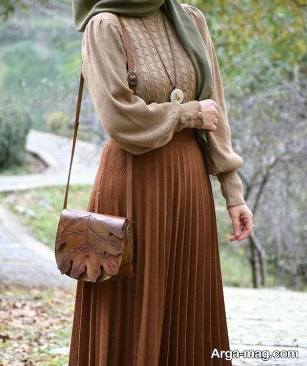 انواع استایل با دامن قهوه ای