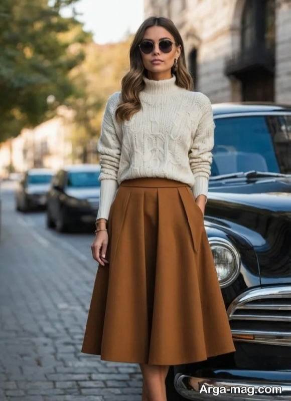 استایل با دامن در رنگ زیبا