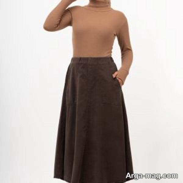 تیپ لاکچری با دامن قهوه ای