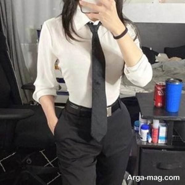 تیپ متفاوت دخترانه با کراوات