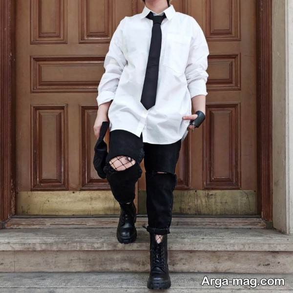 استایل دخترانه با کراوات زیبا