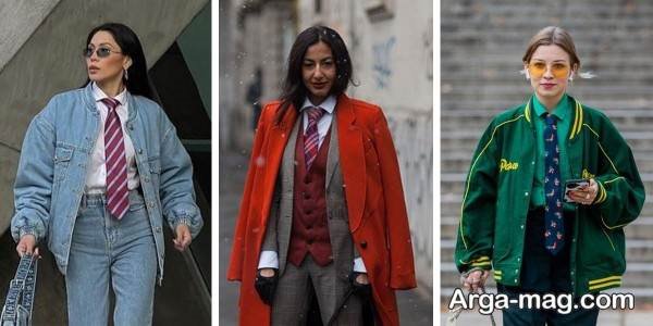 استایل دخترانه با کراوات در طرح خاص