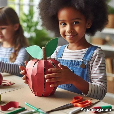 مراحل ساخت کاردستی سیب با وسایل ساده