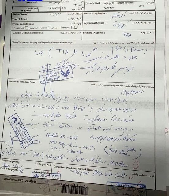 طالبی دارستانی سکته نکرده است