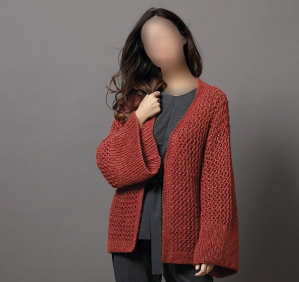 ژاکت بافتنی جلو باز زرشکی