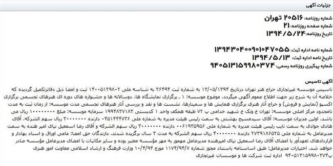 صندوق اعتباری هنر زیر ذره‌بین/گروه عظام چه ارتباطی با هیأت‌مدیره صندوق هنر دارد؟