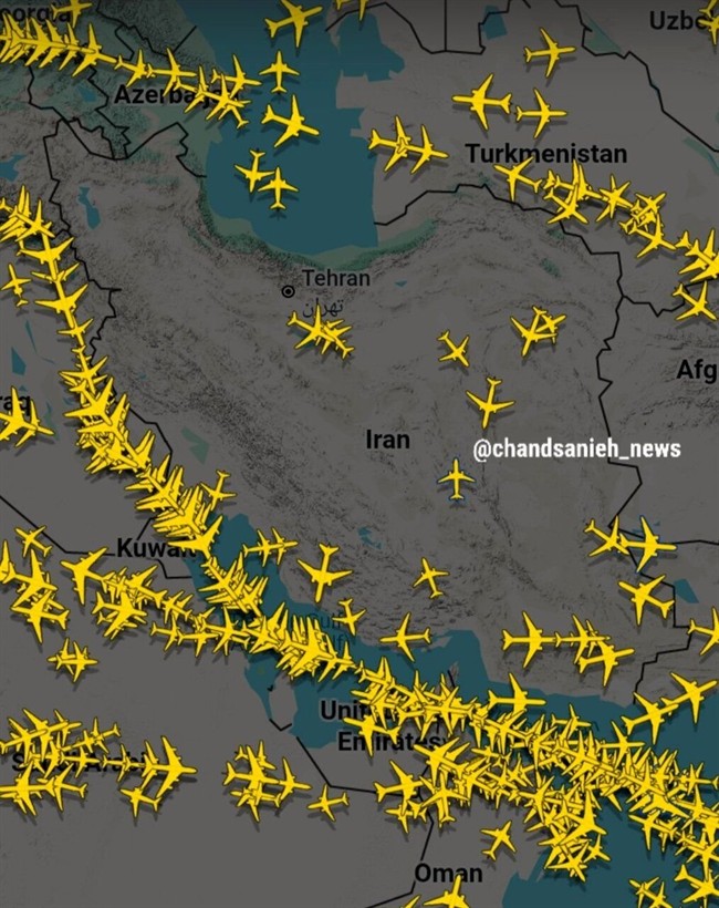 عکس ؛ وضعیت پروازها در آسمان ایران؛ آسمان خالی شد؟