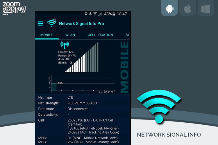 برنامه Network Signal Info: آگاهی از شبکه های موبایل - زوم اپ