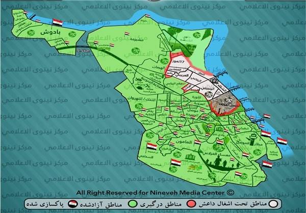 آزادی منطقه «حاوی الکنیسه» در غرب موصل