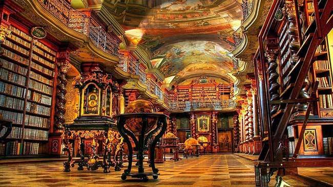 عکس های زیباترین کتابخانه دنیا در پراگ، جمهوری چک