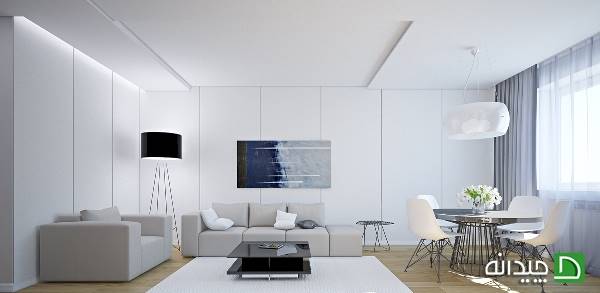 ترکیب سفید و خاکستری در فضای داخلی