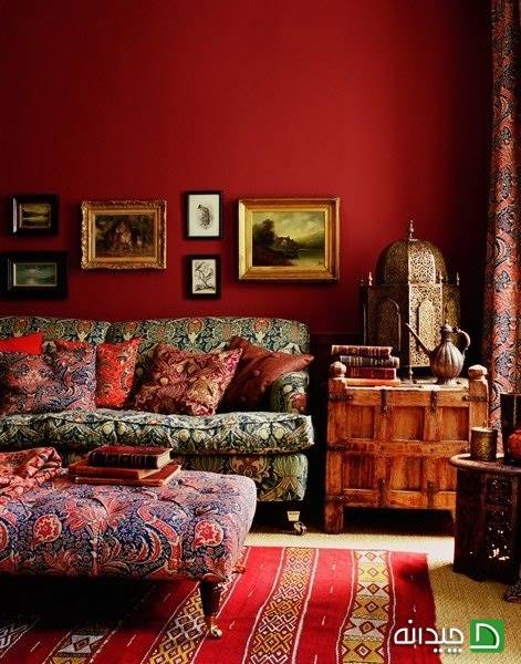 طراحی اتاق نشیمن با رنگ قرمز