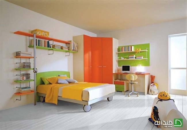 استفاده از رنگ نارنجی و زرد در طراحی دکوراسیون اتاق کودک 
